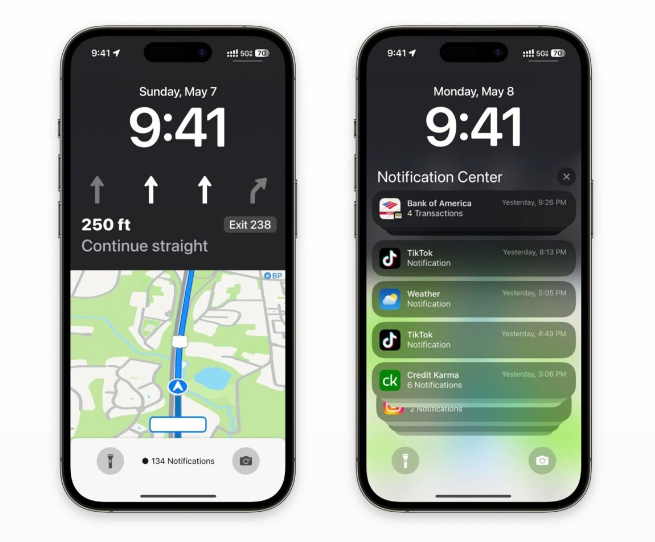 双鸭山苹果维修服务分享iOS17锁屏地图导航半屏显示长什么样 